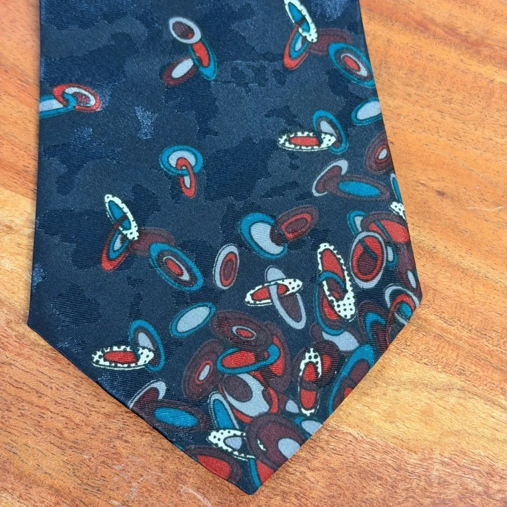 Executive Collection‎ Mens Silk Blend Necktie Blue Geometric Abstract Pattern